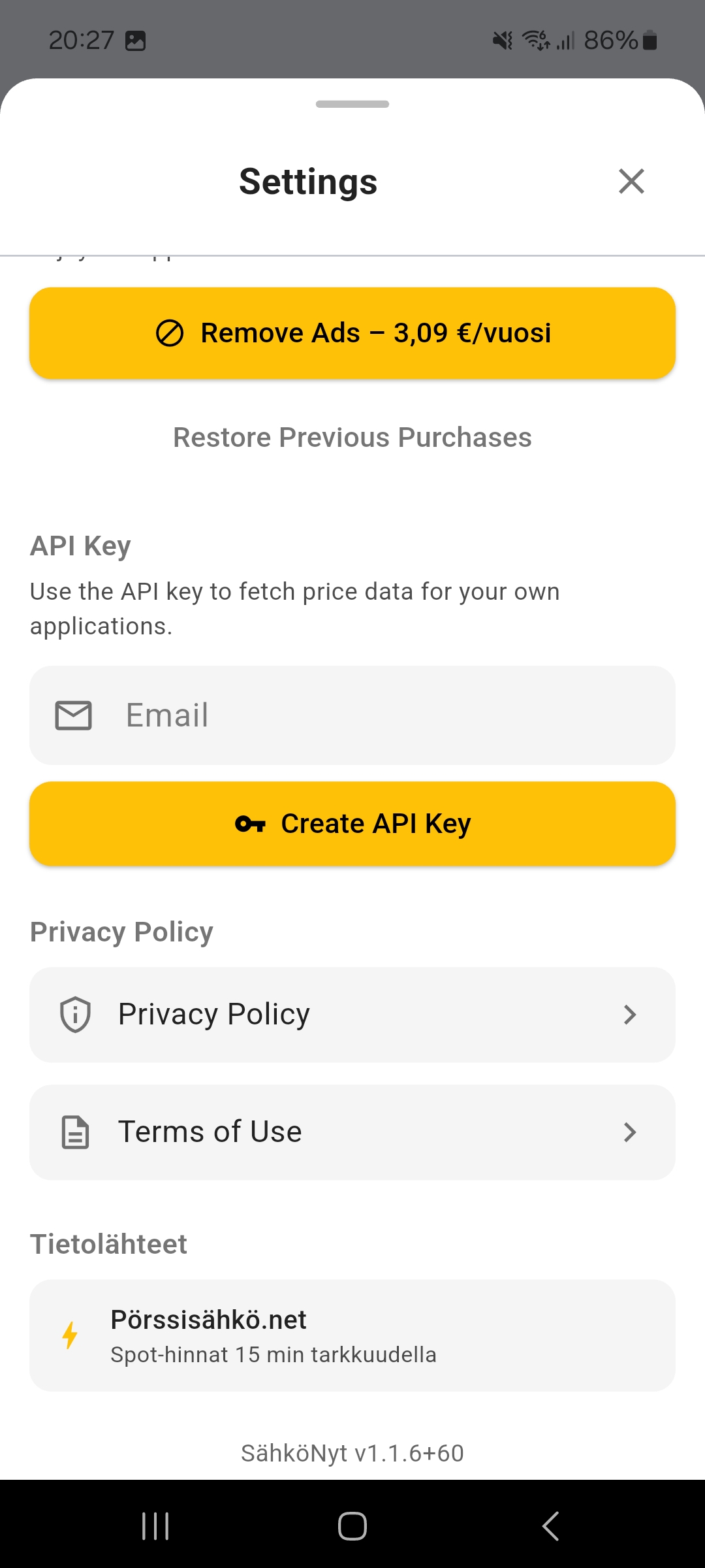 SähköNyt - Widget-esikatselu